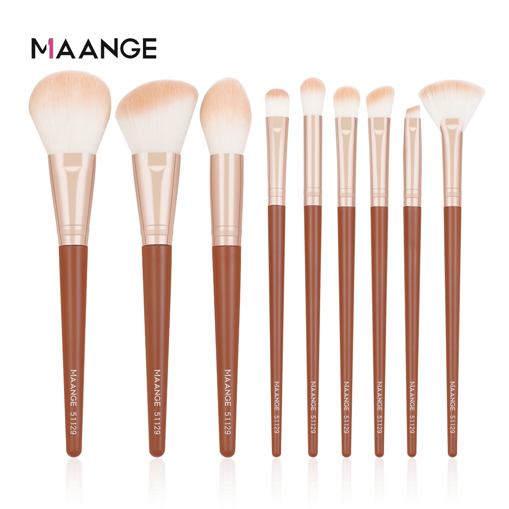 Ảnh Bộ cọ trang điểm 9 cây MAANGE chuyên nghiệp cọ má hồng, phấn mắt, cọ che khuyết điểm chuyên nghiệp 51129 1