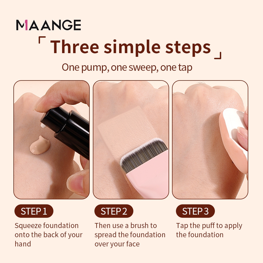 MAANGE Cọ trang điểm tán kem nền đầu phẳng 51580