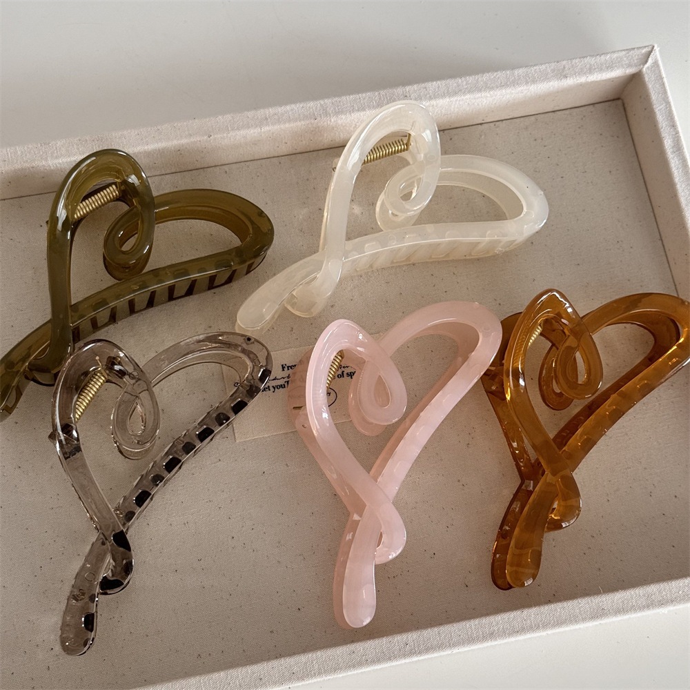 [Yunyuan] Chất liệu Acrylic Tình yêu Phụ nữ Kẹp tóc trong suốt Phụ kiện tóc Kẹp cá mập
