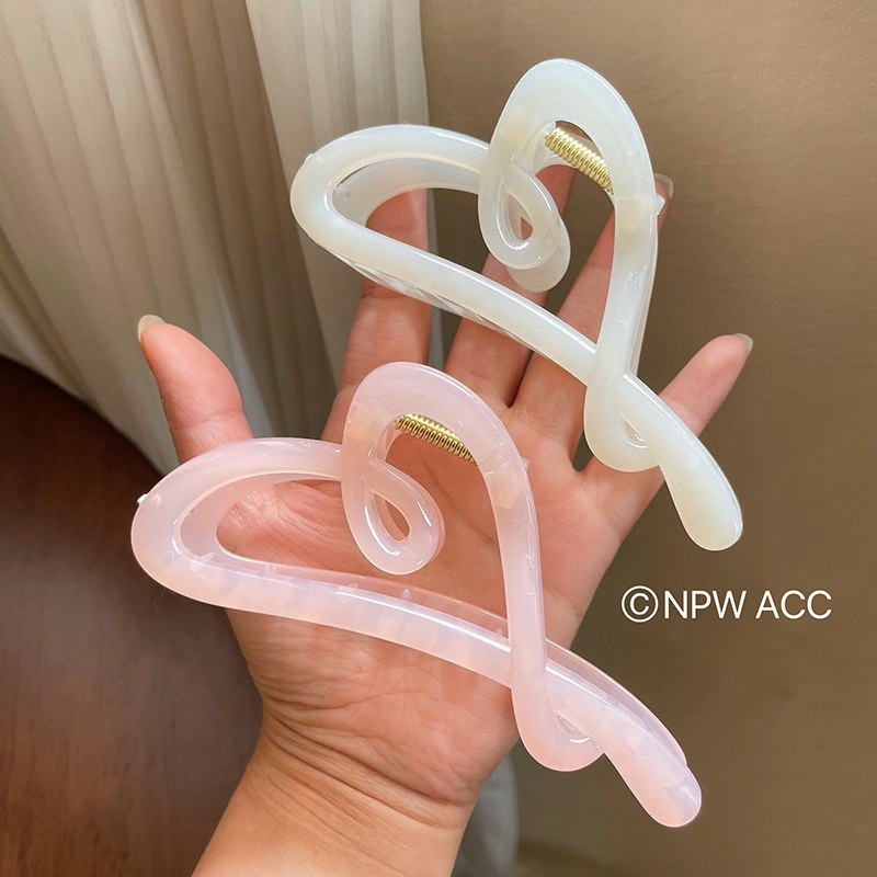 [Yunyuan] Chất liệu Acrylic Tình yêu Phụ nữ Kẹp tóc trong suốt Phụ kiện tóc Kẹp cá mập