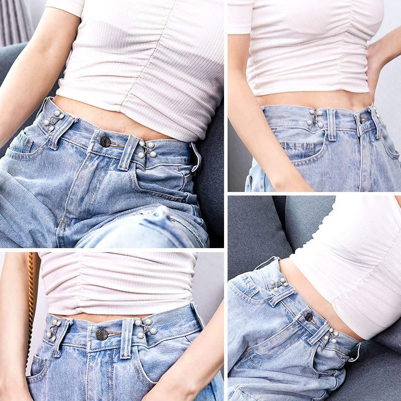 [Yunyuan] Dụng cụ thắt lưng thắt lưng Quần jean có thể thay đổi kích thước nhỏ hơn mà không cần đinh Khóa phong cách có thể điều chỉnh Nút kim loại có thể tháo rời để thay đổi kích thước