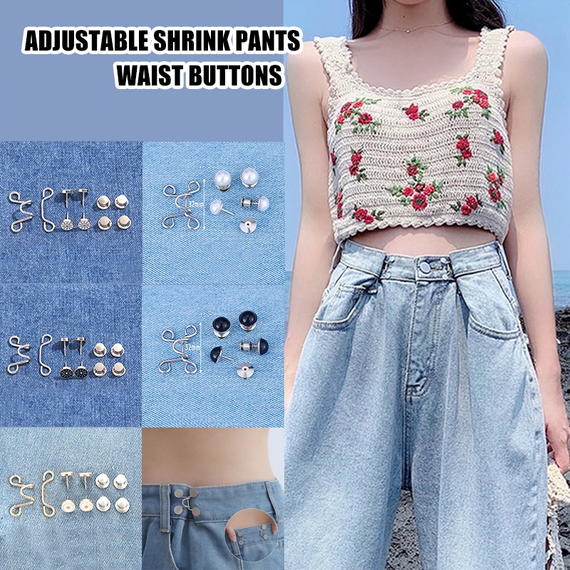 [Yunyuan] Dụng cụ thắt lưng thắt lưng Quần jean có thể thay đổi kích thước nhỏ hơn mà không cần đinh Khóa phong cách có thể điều chỉnh Nút kim loại có thể tháo rời để thay đổi kích thước
