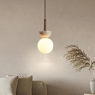 AIMI Đèn Chùm Phong Cách Wabi-Sabi Travertine Gỗ Nguyên Khối Thủy Tinh Lampshade Trang Trí Nội Thất Đèn Treo Trần Thích Hợp Cho Phòng Khách Phòng Ngủ