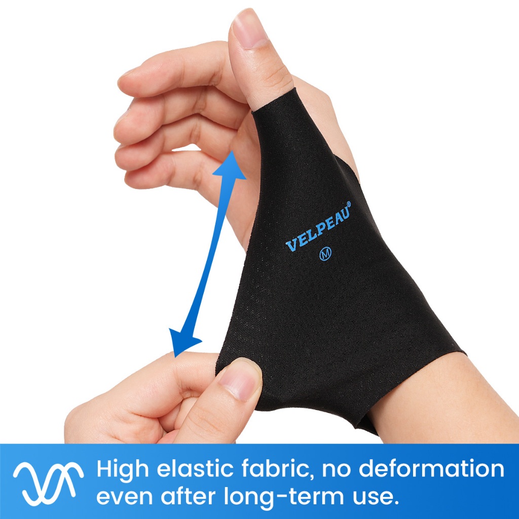 Ảnh Nẹp hỗ trợ cổ tay cái đàn hồi Velpeau (Gói 2 chiếc), Tay nén chống thấm nước để giảm đau viêm khớp, viêm gân, bong gân, thể thao, lót nẹp, vừa vặn với tay trái & phải 2