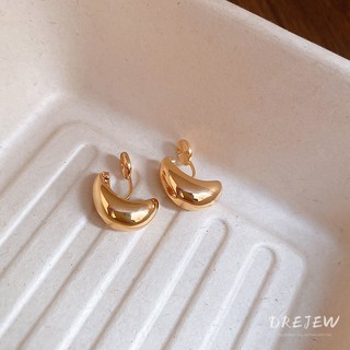 Drejew Kẹp tai hạt đậu thả kim loại không lỗ bông tai đơn giản cao cấp