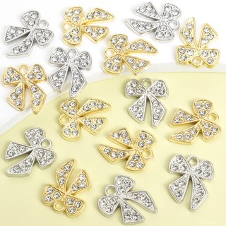 10 Chiếc Phong Cách Đơn Giản Kim Cương Giả Inlay Nơ Quyến Rũ Vòng Cổ, Vòng Tay, Bông Tai, Móc Khóa, Trang Trí Quần Áo Và Túi Phụ Kiện DIY Thiết Kế Thắt Nơ Ngọt Ngào Thiết Kế Mặt Dây Hợp Kim