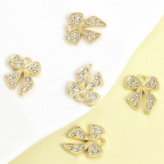 10 Chiếc Phong Cách Đơn Giản Kim Cương Giả Inlay Nơ Quyến Rũ Vòng Cổ, Vòng Tay, Bông Tai, Móc Khóa, Trang Trí Quần Áo Và Túi Phụ Kiện DIY Thiết Kế Thắt Nơ Ngọt Ngào Thiết Kế Mặt Dây Hợp Kim