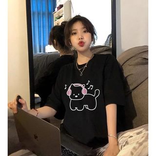 [100% Cotton Tee] Áo thun ngắn tay Oversize Nữ Baggy Loose Top Nữ Độc đáo Ootd 2025 Lives