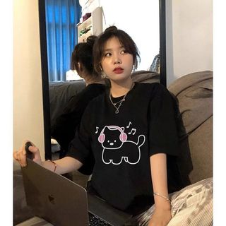 [100% Cotton Tee] Áo thun ngắn tay Oversize Nữ Baggy Loose Top Nữ Độc đáo Ootd 2025 Lives