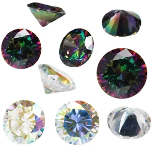 1mm ~ 12mm Cắt Tròn Mạ Màu Đá Cubic Zirconia Rời Multiolor CZ Đá Quý Tổng Hợp Cho Trang Sức DIY