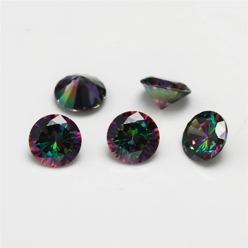 1mm ~ 12mm Cắt Tròn Mạ Màu Đá Cubic Zirconia Rời Multiolor CZ Đá Quý Tổng Hợp Cho Trang Sức DIY