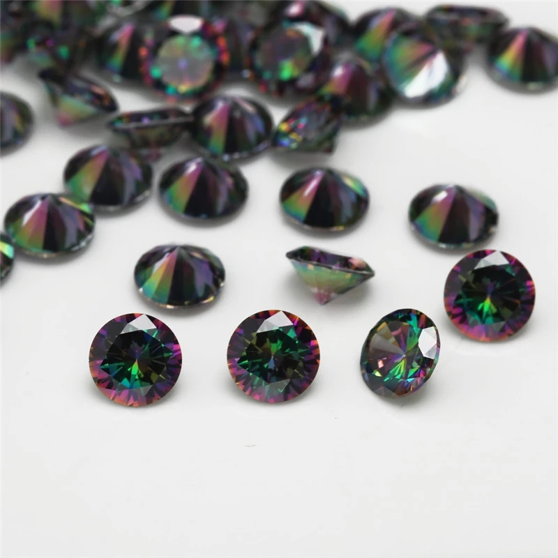 1mm ~ 12mm Cắt Tròn Mạ Màu Đá Cubic Zirconia Rời Multiolor CZ Đá Quý Tổng Hợp Cho Trang Sức DIY