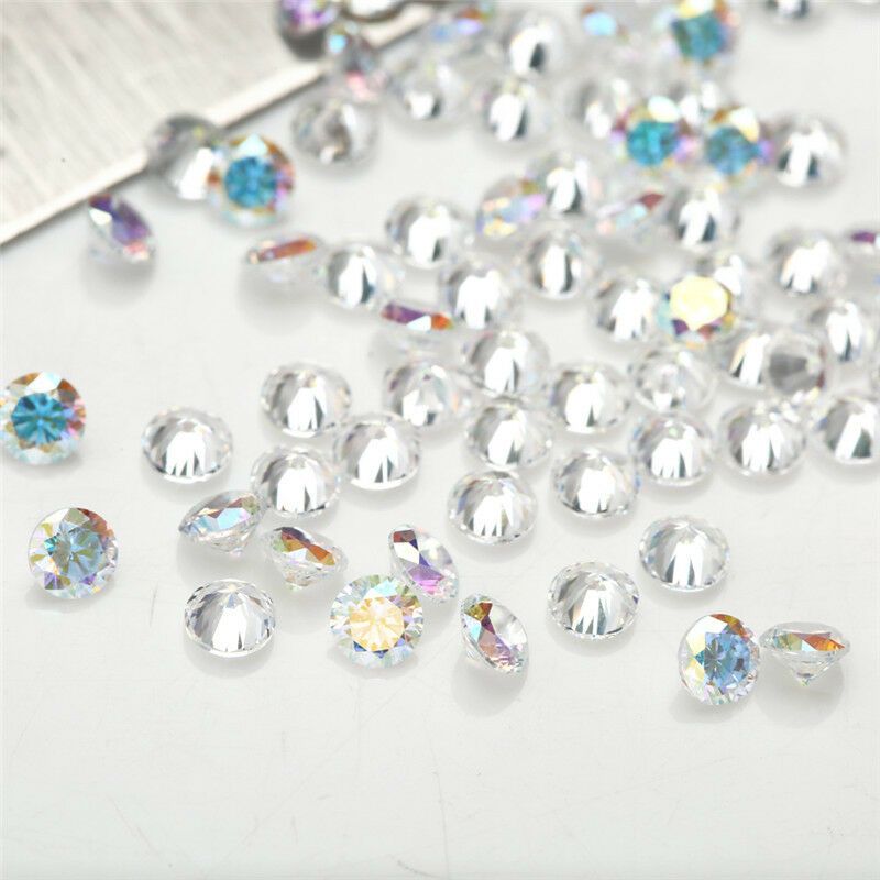 1mm ~ 12mm Cắt Tròn Mạ Màu Đá Cubic Zirconia Rời Multiolor CZ Đá Quý Tổng Hợp Cho Trang Sức DIY