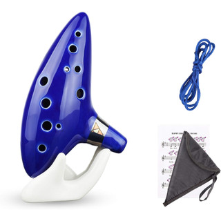 12 lỗ Gốm Alto C Ocarina Legend of Zelda Ocarina Blue Sáo truyền thống có đế trưng bày và dây đeo