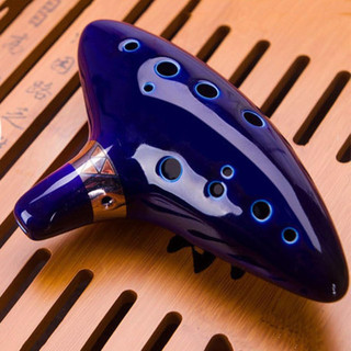 12 lỗ Gốm Alto C Ocarina Legend of Zelda Ocarina Blue Sáo truyền thống có đế trưng bày và dây đeo
