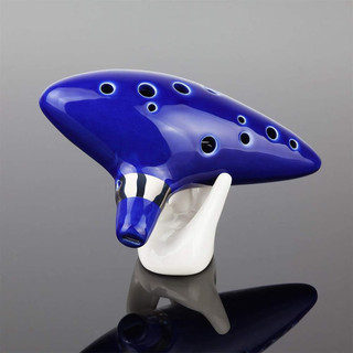 12 lỗ Gốm Alto C Ocarina Legend of Zelda Ocarina Blue Sáo truyền thống có đế trưng bày và dây đeo