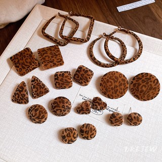 Drejew Bông tai in hình con báo màu nâu kim bạc Bông tai thời trang Maillard