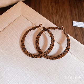 Drejew Bông tai in hình con báo màu nâu kim bạc Bông tai thời trang Maillard