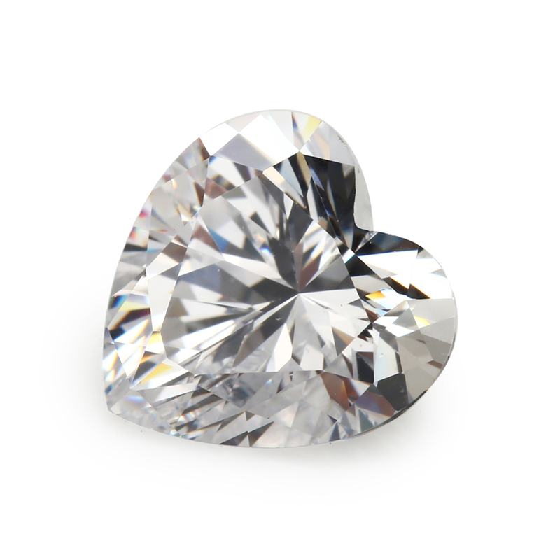 Trái tim đá cubic zirconia trắng 3x3mm và 10x10mm, bộ 20 viên cho làm đồ trang sức DIY