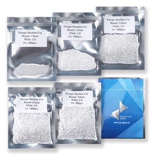 1000 Chiếc Tròn Trắng Cubic Zirconia Đá Quý Tổng Hợp 0.7mm ~ 2.5mm 5A Rời CZ Đá Trang Sức DIY