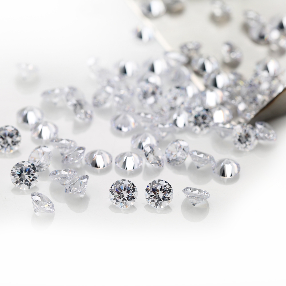 1000 Chiếc Tròn Trắng Cubic Zirconia Đá Quý Tổng Hợp 0.7mm ~ 2.5mm 5A Rời CZ Đá Trang Sức DIY