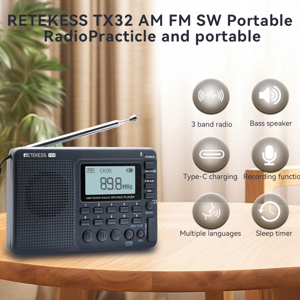 Đánh giá Retekess TX32: Đài FM AM SW Di Động, Hẹn Giờ, Ghi Âm Đa Năng