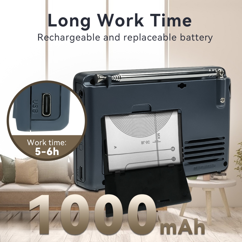 Ảnh Retekess TX32 Đài phát thanh di động FM AM SW Radio Chức năng hẹn giờ ngủ đa ngôn ngữ 4