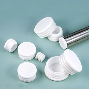 Trắng / Đen Tròn Nhựa Trống Cuối Nắp Ống Ống Chèn Cắm Bung Chèn Nút Chặn Cho Ghế Chân Ống Tapon