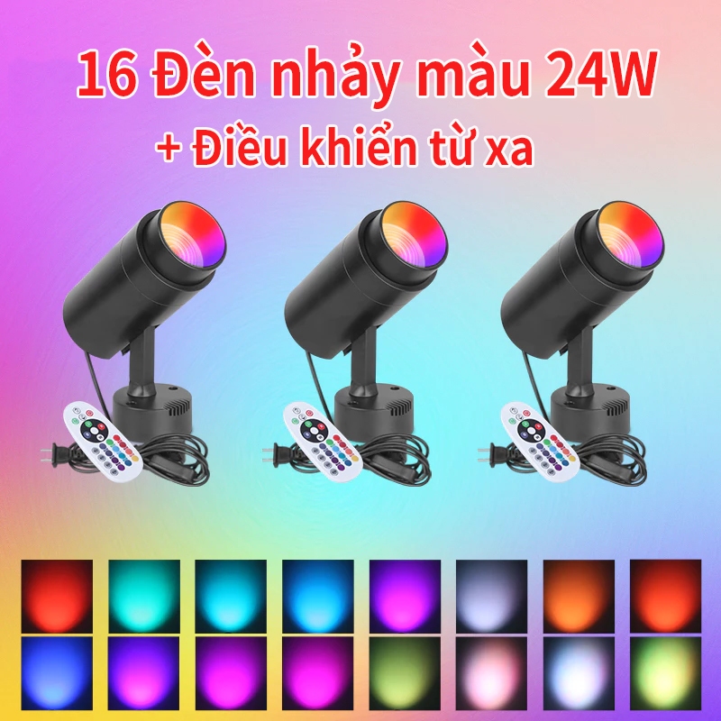 Đèn Sân Khấu Đèn Led RGB 24W Nhiều Màu Sắc Kèm Điều Khiển Từ Xa Chuyên Dụng Cho Trang Trí Sân Khấu 220v đèn trần Ánh sáng lấp đầy ảnh xung quanh