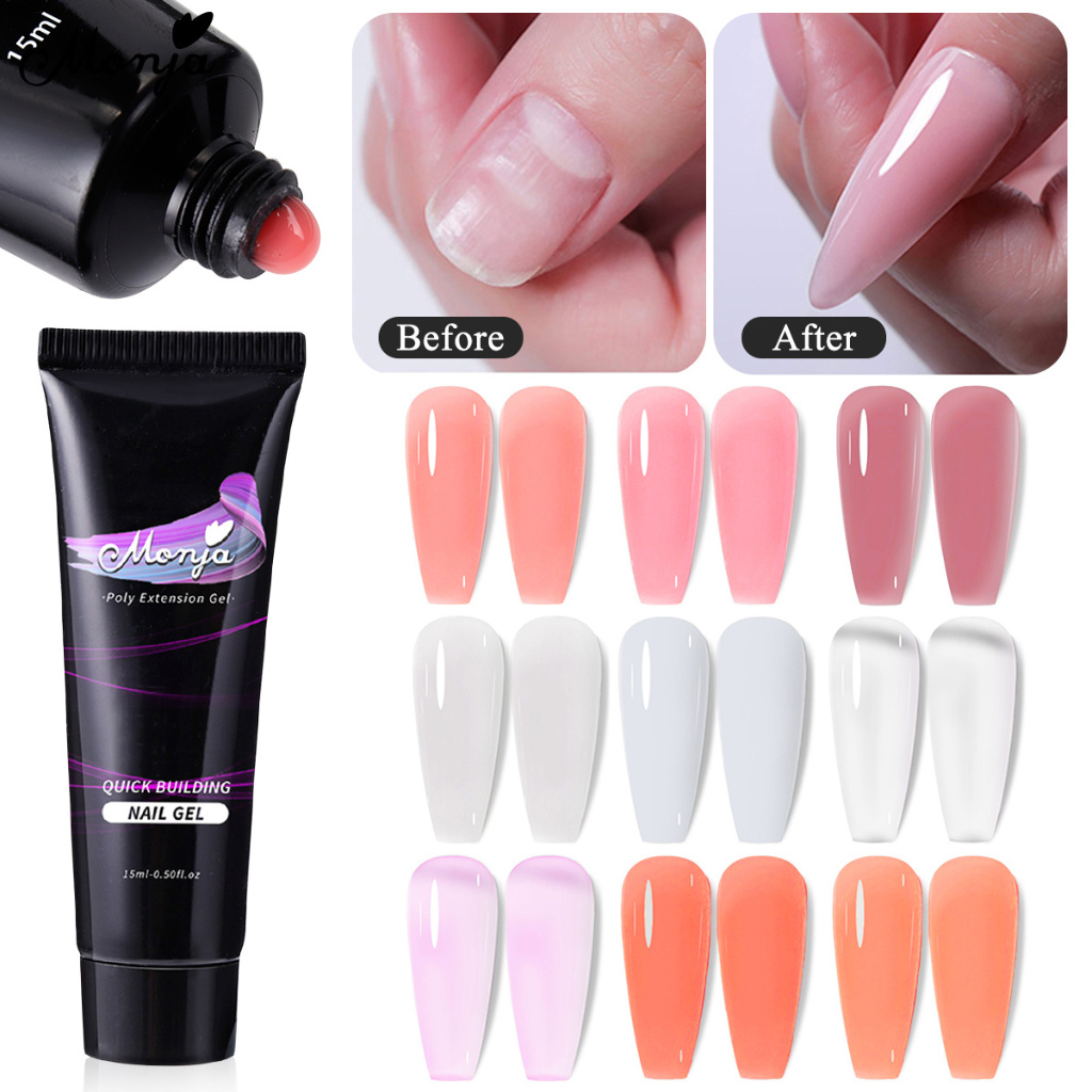 Gel Sơn Móng Tay Monja 9 Màu Tùy Chọn Từ Poly Gel 15ml Nhanh Chóng Để Làm Bóng Móng