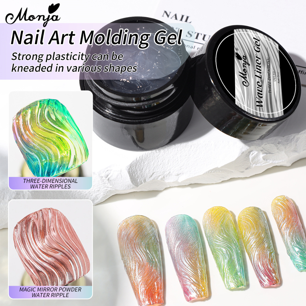 Monja 5ml Wave Liner Gel Không Lau Đúc Gel Ba Lan Cho Tranh DIY Họa Tiết Nước Có Thể Được Sử Dụng Với Gương Bột Dụng Cụ Làm Móng Tay