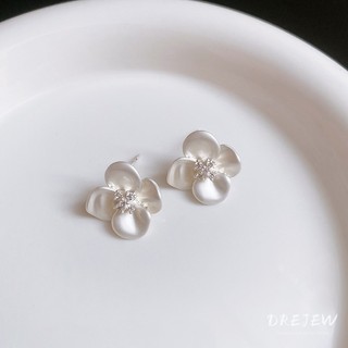 Drejew Bạc Kim Đơn Giản Zircon Hoa Bông Tai Nữ Tính Khí Đa Năng Bông Tai