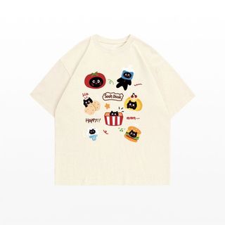 [100% Cotton Tee] Áo thun ngắn tay Oversize Nữ Baggy Loose Top Nữ Độc đáo Ootd 2025 Lives