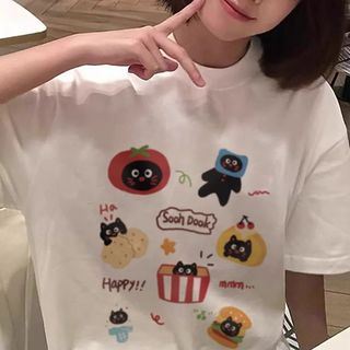 [100% Cotton Tee] Áo thun ngắn tay Oversize Nữ Baggy Loose Top Nữ Độc đáo Ootd 2025 Lives