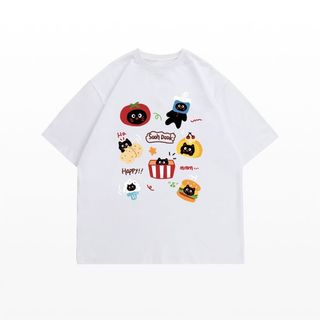 [100% Cotton Tee] Áo thun ngắn tay Oversize Nữ Baggy Loose Top Nữ Độc đáo Ootd 2025 Lives
