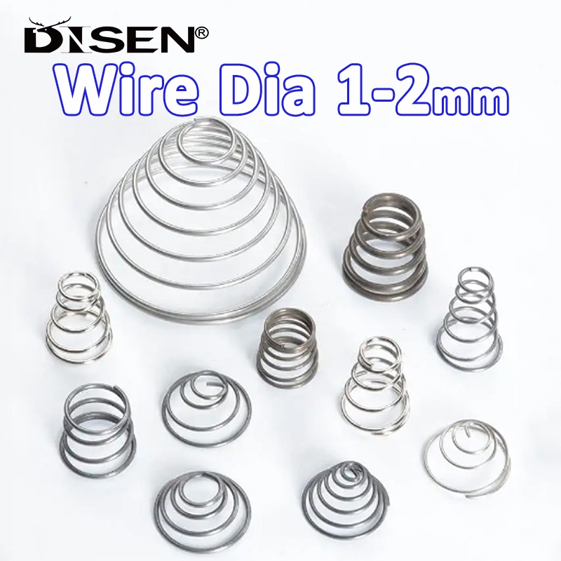Tháp Lò Xo Hình nón Thép không gỉ 304 Dây côn Nén Đường kính lò xo 3-39mm Đường kính dây 1 / 1.2 / 1.4 / 1.5 / 1.8 / 2 mm Cao 12-76mm