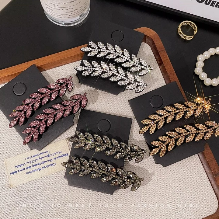 ☄️starryshop☄️Nữ Mùa Hè 2024 Mới Kim Cương Giả Lúa Mì Tai Bên Nổ BB Kẹp Tóc