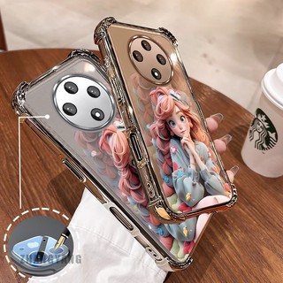 Ốp Lưng Cho OPPO reno 12F 5G Bốn Góc Mạ Điện Chống Rơi Vỏ Điện Thoại Thẩm Mỹ Cô Gái Họa Tiết Hoạt Hình TPU Mềm