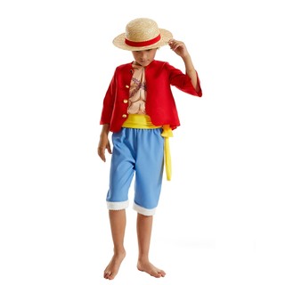 Anime One Piece Khỉ D. Trang phục Luffy cho trẻ em có mũ rơm Bộ đồ Cosplay cho các bữa tiệc sân khấu