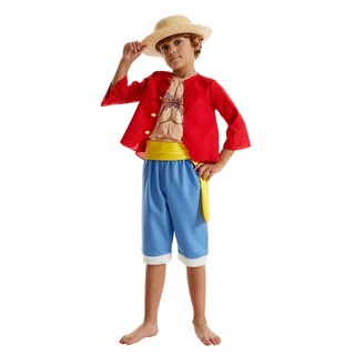 Anime One Piece Khỉ D. Trang phục Luffy cho trẻ em có mũ rơm Bộ đồ Cosplay cho các bữa tiệc sân khấu