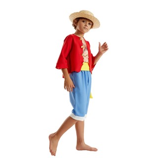 Anime One Piece Khỉ D. Trang phục Luffy cho trẻ em có mũ rơm Bộ đồ Cosplay cho các bữa tiệc sân khấu