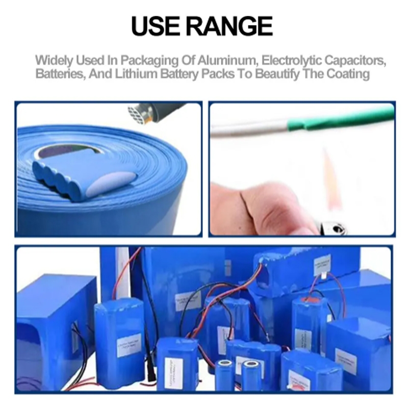 Ống co nhiệt PVC phẳng màu xanh Bọc pin 18650 Pin Lithium Co nhiệt Ống cách điện tự dính Các loại