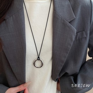 Drejew Dây da kim loại đơn giản phong cách Vòng cổ áo len thời trang và đa năng