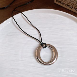 Drejew Dây da kim loại đơn giản phong cách Vòng cổ áo len thời trang và đa năng