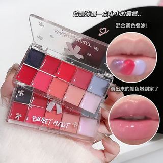 Sweet MINT 10 Màu Son Môi Bảng Cô Gái Thủy Tinh Môi Trang Điểm Dưỡng Ẩm Chống Dính Cốc Nước Bóng Son Môi Tấm Mỹ Phẩm