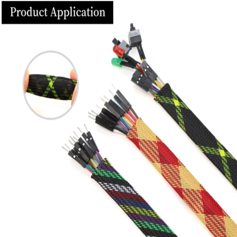 1Meter PET Bện Tay Mới Chặt Ba Dệt Mã Hóa Giảm Chấn Lưới Cách Nhiệt Bảo Vệ Cáp Vỏ Mở Rộng 3-40mm