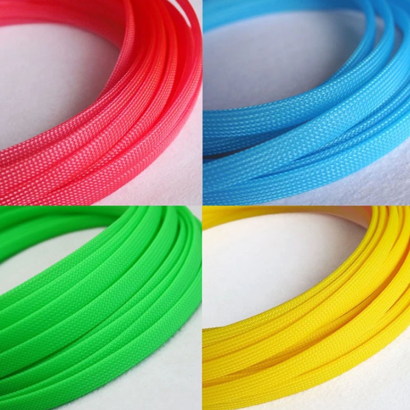 1Meter PET Bện Tay Mới Chặt Ba Dệt Mã Hóa Giảm Chấn Lưới Cách Nhiệt Bảo Vệ Cáp Vỏ Mở Rộng 3-40mm