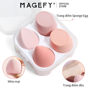 Hộp gồm 4 mút tán kem nền MAGEFY Miếng mút trang điểm chuyên nghiệp tiện dụng 9452