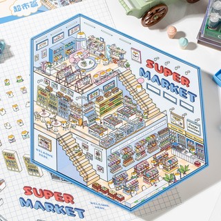 Enwei 3 Chiếc [Fantasy World Series] Nhãn Dán Tạp Chí Dễ Thương Nhãn Dán Thẻ Trắng Giấy Thêu Sò Chất Liệu Sổ Lưu Niệm Bộ