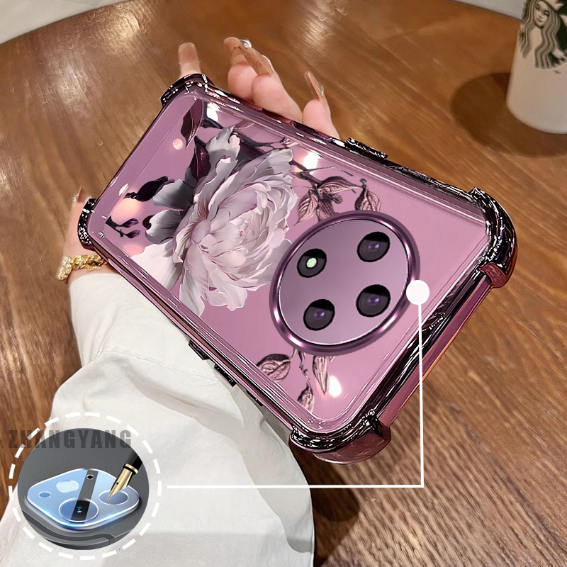 Ốp Lưng Cho OPPO reno 12F 5G Bốn Góc Mạ Điện Chống Rơi Vỏ Điện Thoại Hoạt Hình Thẩm Mỹ Họa Tiết Sen TPU Mềm